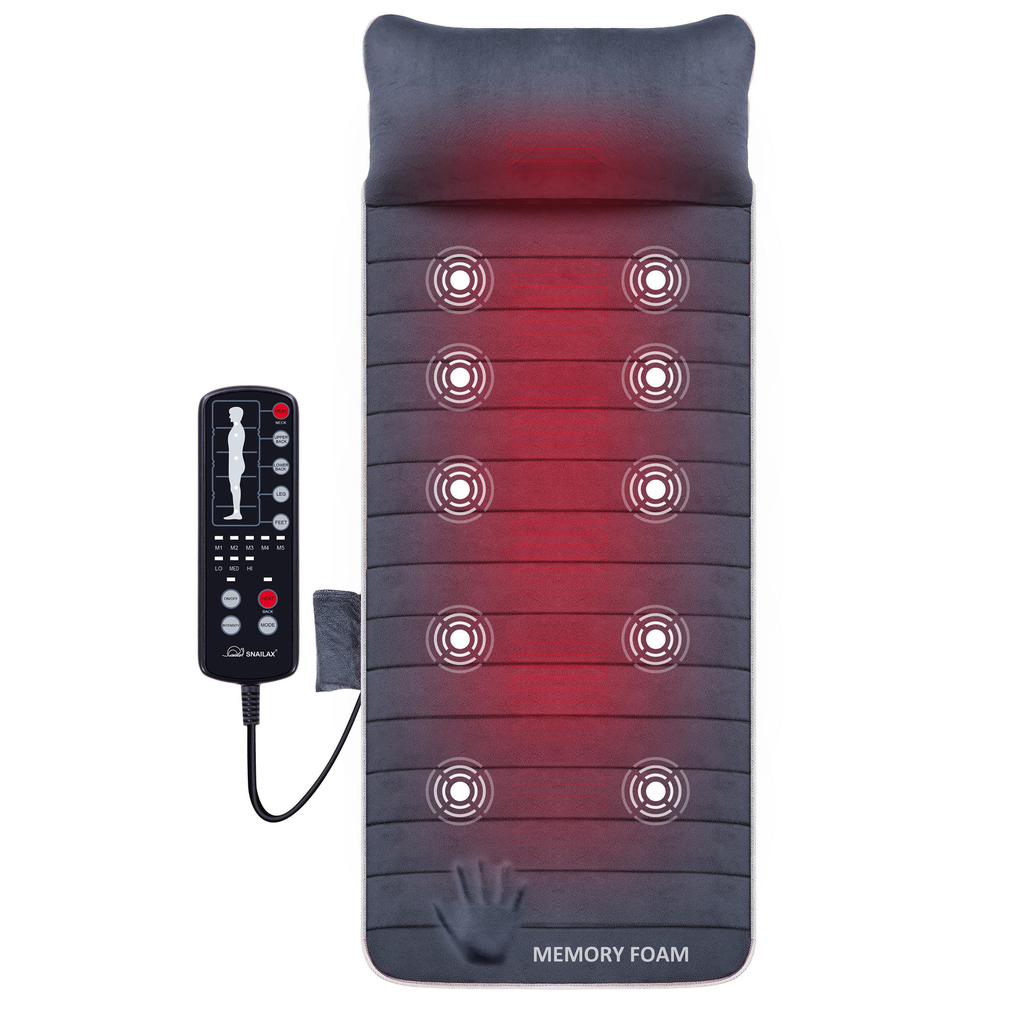 Heated Vibration Massage Mat - Full Body Massage Pad with Memory Foam